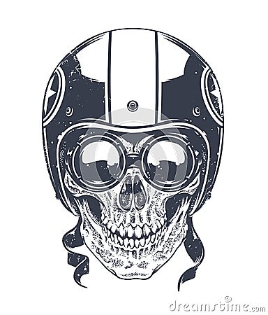 Dotwork Rider Skull Vector Illustration