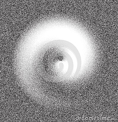Dotwork swirl abstract background. Black noise dots spin circle. Dotted vortex vector Vector Illustration