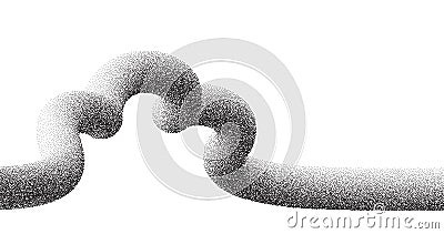 Dotwork wave pattern background. Black noise stipple dots zig zag cloud. Curve dotted sand vector Vector Illustration