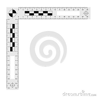 Double angled forensic ruler Vector Illustration