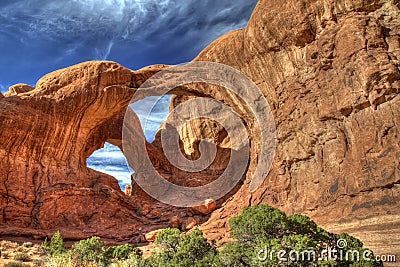 Double arch in Arches national park Stock Photo