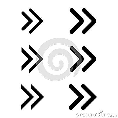 Double arrow glyph icon, rewinding button, navigation pointer Cartoon Illustration