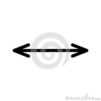 Double arrow icon. Thin line art image. 2 side arrow for illustration of width, length, height. Black simple symbol for measuring Vector Illustration