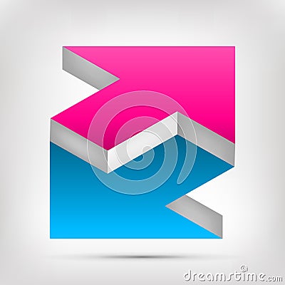 Double arrow. Unreal object. Color Pointer in two directions. Vector design element for you project Vector Illustration