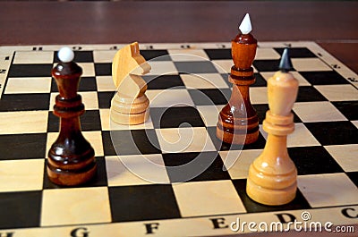 Double attack of the chess knight. Stock Photo