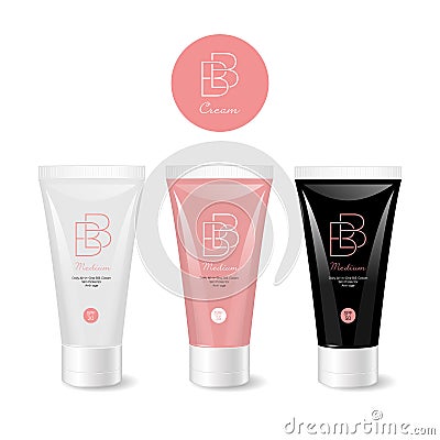Double B logo. Beauty Balm logo. Cream logo. Double B emblem. Packaging. Vector Illustration