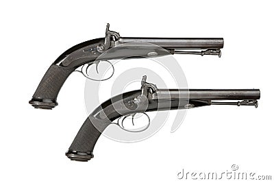 Pair percussion pistols Stock Photo