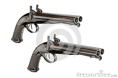 Pair percussion pistols Stock Photo