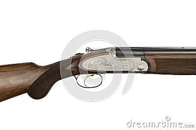 Double barrel rifle barrel detail Stock Photo