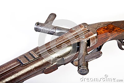 Double-barrelled side by side hunting gun Stock Photo