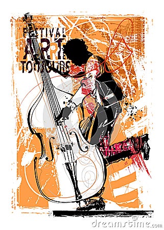 Double bass player Vector Illustration