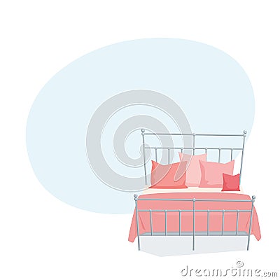 Double bed and pillow Vector Illustration