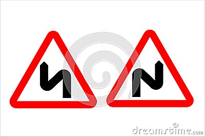 Road signs double bend set Vector Illustration