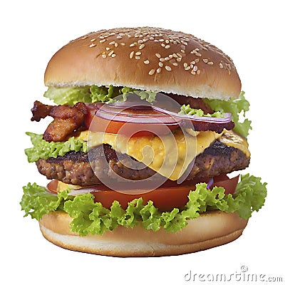 Double burger isolated on white background Stock Photo