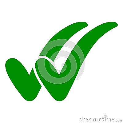 Double check icon, two green checkmarks, double check guarantee Vector Illustration