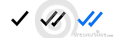 Double check icon. Vector isolated web sign symbols. Double checkmark set web elements. Stock vector Vector Illustration