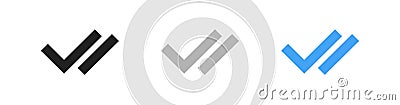 Double checkmark icon set. Vector seen message symbols. Readed tick or checkmark icons Vector Illustration