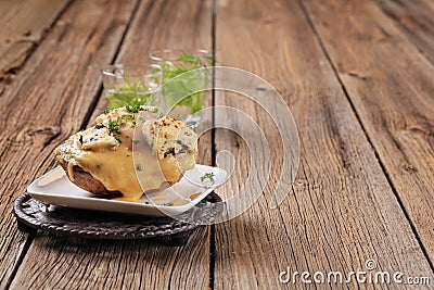 Double cheese twice baked potato Stock Photo