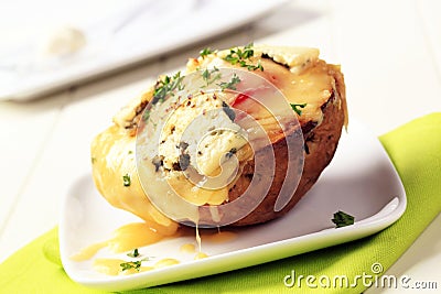 Double cheese twice baked potato Stock Photo