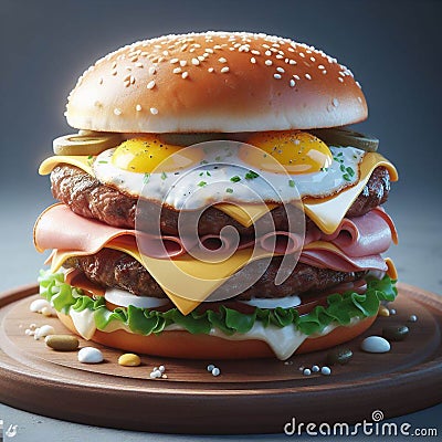 Double cheeseburgerA delicious double burger with cheese Stock Photo