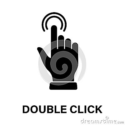 Double Click Gesture, Hand Cursor of Computer Mouse Black Silhouette Icon. Pointer Finger Glyph Pictogram. Swipe Double Vector Illustration