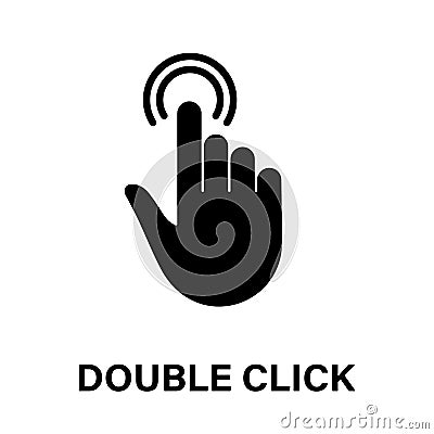 Double Click Gesture, Hand Cursor of Computer Mouse Black Silhouette Icon. Pointer Finger Glyph Pictogram. Swipe Double Vector Illustration