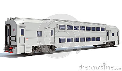 Double Deck Train Passenger Car 3D rendering on white background Stock Photo