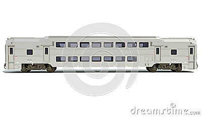 Double Deck Train Passenger Car 3D rendering on white background Stock Photo