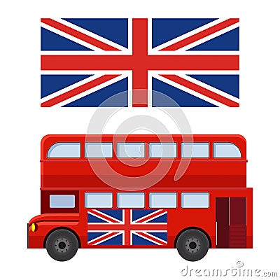 Double decker bus with flag of Great Britain vector illustration Vector Illustration