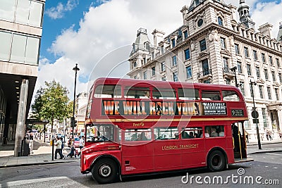 Double Decker Bus in London, UK Editorial Stock Photo