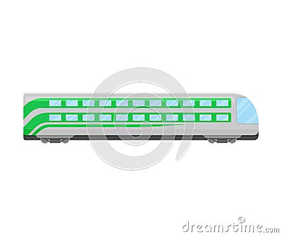 Grey And Green Double Decker Locomotive Flat Vector Illustration Vector Illustration