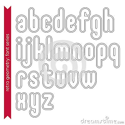 Double delicate line retro characters set, vector lowercase Vector Illustration