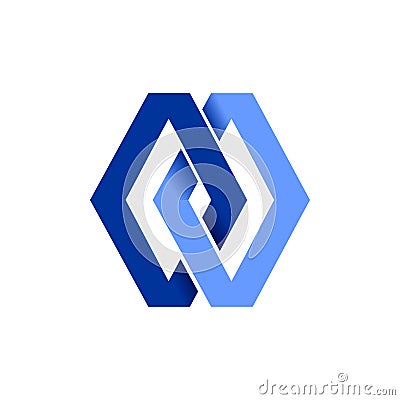 Double Diamond Blue Chain Linked Symbol Graphic Design Vector Illustration