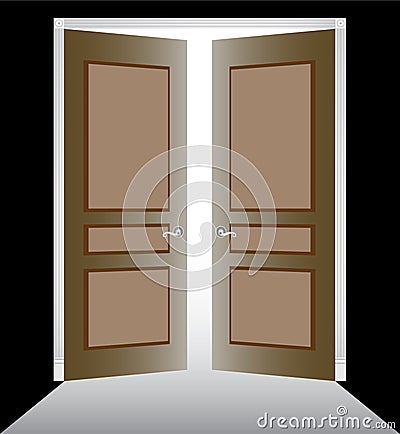 Double Door with Molding Vector Illustration