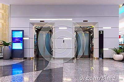 Double elevators in department Stock Photo