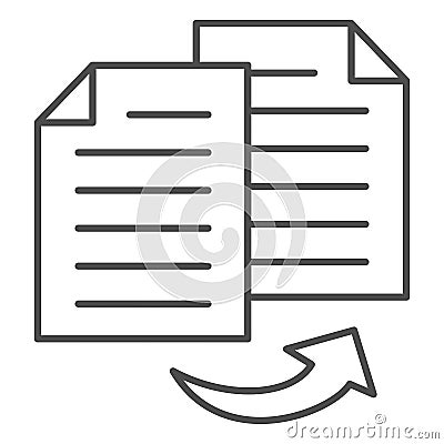 Double entry bookkeeping thin line icon, Black bookkeeping concept, Two similar bookkeeper reports sign on white Vector Illustration