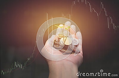 Double exposure indicator graph analysis stock Stock Photo