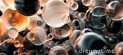 Double Exposure light Abstract Three-Dimentional Pattern Background Banner with 3D Depth of transparent ball elements Cartoon Illustration