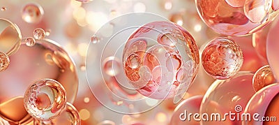 Double Exposure light Abstract Three-Dimentional Pattern Background Banner with 3D Depth of transparent ball elements Stock Photo