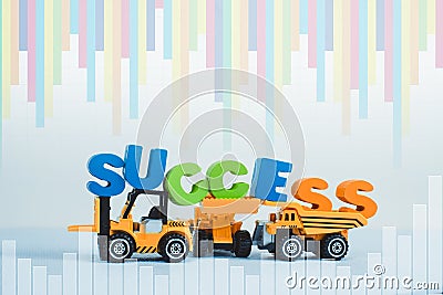 Double exposure of Mini forklift bulldozer truck and road roller Stock Photo