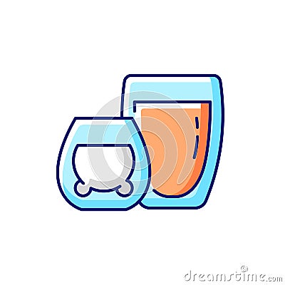 Double glass cups RGB color icon Vector Illustration