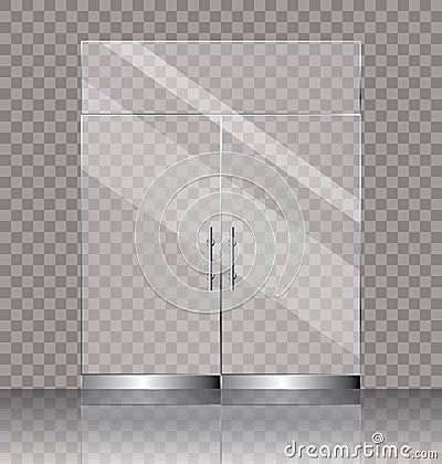 Double glass door Vector Illustration