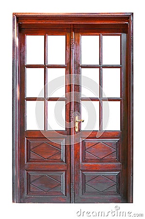 Double glazed wooden door Stock Photo