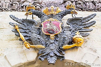 The double-headed eagle on the Peter& x27;s Gate. Peter-Pavel& x27;s Fortress. St. Petersburg. Russia Stock Photo