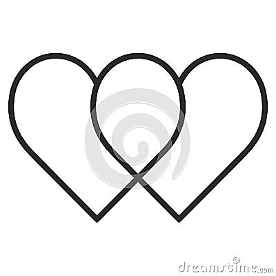 Double heart icon, symbol love, two hearts devotion to love Vector Illustration