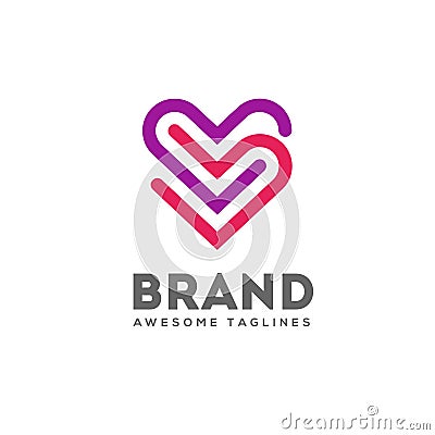 Double heart logo, twin love logo Vector Illustration