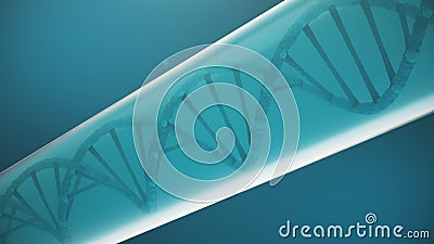 Double helical structure of DNA inside the test tube, DNA molecule, RNA. The concept of biochemistry, biotechnology Cartoon Illustration