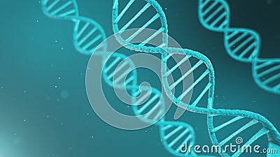 Double helical structure of DNA, DNA molecule, RNA. The concept of biochemistry, biotechnology. Genome change, 3D Cartoon Illustration