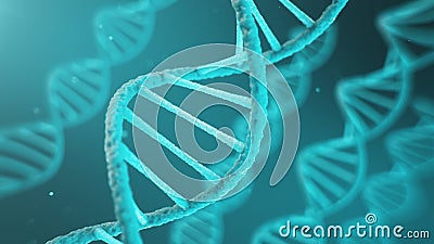 Double helical structure of DNA, DNA molecule, RNA. The concept of biochemistry, biotechnology. Genome change, 3D Cartoon Illustration