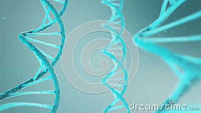 Double helical structure of DNA, DNA molecule, RNA. The concept of biochemistry, biotechnology. Genome change, 3D Cartoon Illustration